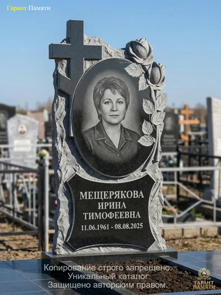 Памятник из гранита Розы с крестом 126